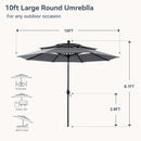 PHI VILLA 10ft 3 Tier Auto-tilt Patio Umbrella Outdoor Double Vented Umbrella