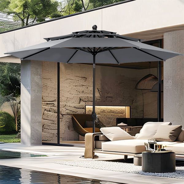 10ft 3 Tier Auto-tilt Patio Umbrella Outdoor Double Vented Umbrella