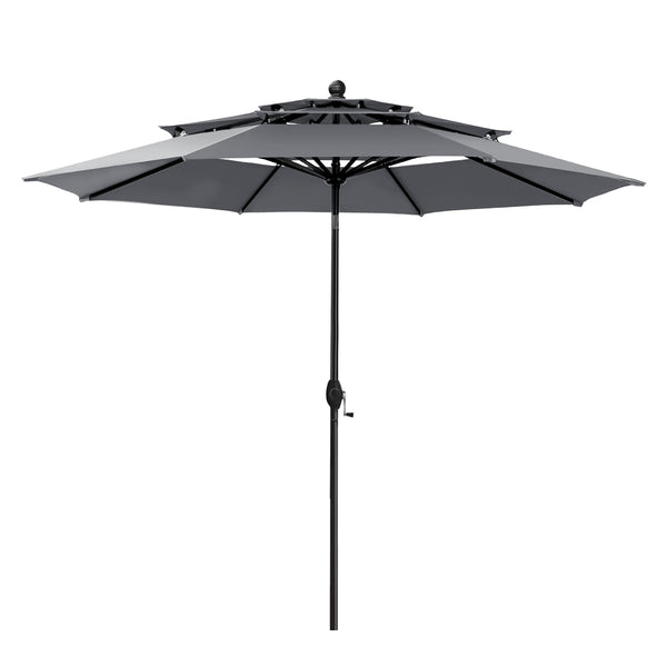 10ft 3 Tier Auto-tilt Patio Umbrella Outdoor Double Vented Umbrella