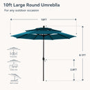 PHI VILLA 10ft 3 Tier Auto-tilt Patio Umbrella Outdoor Double Vented Umbrella