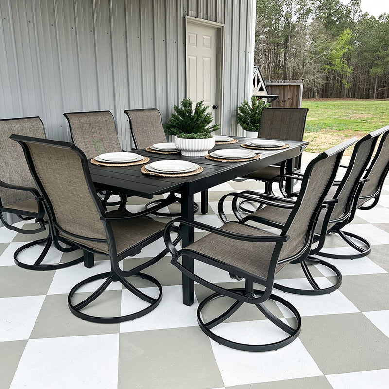 Phi Villa 15-Person Outdoor Patio Furniture Combination Set with Sofa Set, Textilene Dining Set, and Double Sided Umbrella