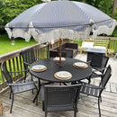 7-Piece Patio Dining Set for Backyard with Bullseye Pattern Chairs and Round Table-Phi Villa