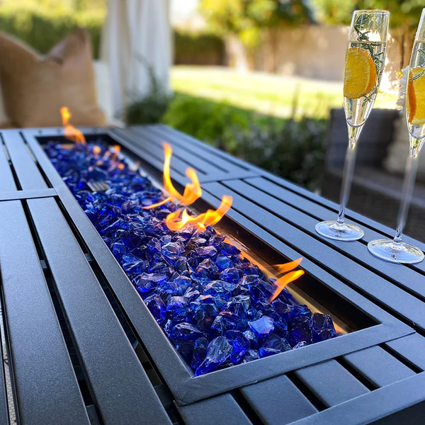 7-Seater Patio Metal Diamond Sofa Set with  Fire Pit Table