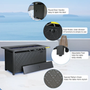 Phi Villa 9-Seat Outdoor Steel & Rattan Conversation Sofa Set With Leather Grain Fire Pit Table