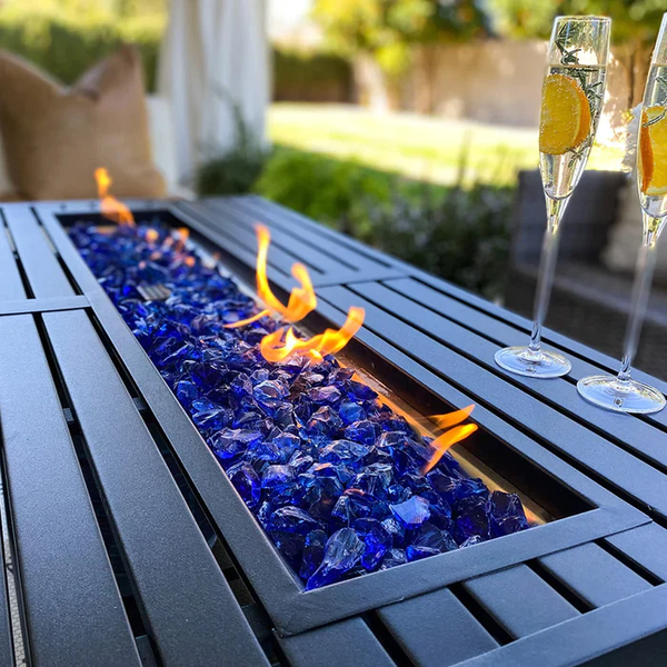 5-Seater Patio Metal Vines Sofa with Fire Pit Table
