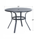 Phi Villa 5-Piece Outdoor Dining Set with Round Table & Textilene Swivel Chairs