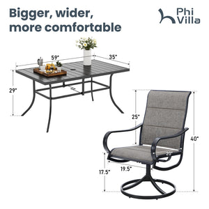 Modern 7-Piece Patio Dining Set with Upgraded Padded Swivel Chairs