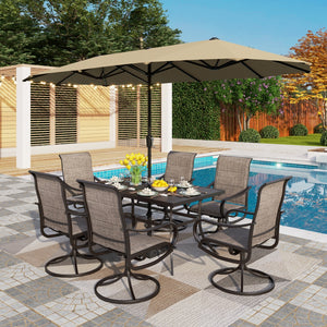 Modern 7-Piece Patio Dining Set with Upgraded Padded Swivel Chairs