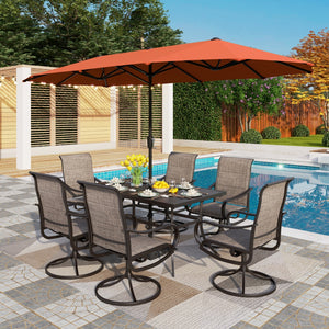 Modern 7-Piece Patio Dining Set with Upgraded Padded Swivel Chairs