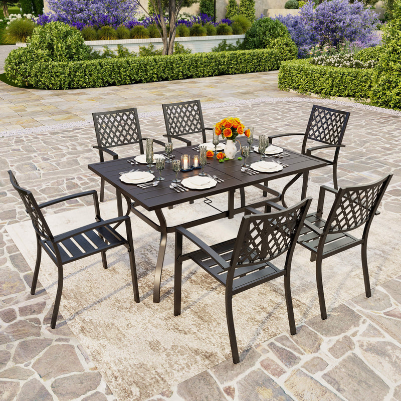 7-Piece Patio Dining Set with Stackable Chairs for Balcony, Porch PHI VILLA