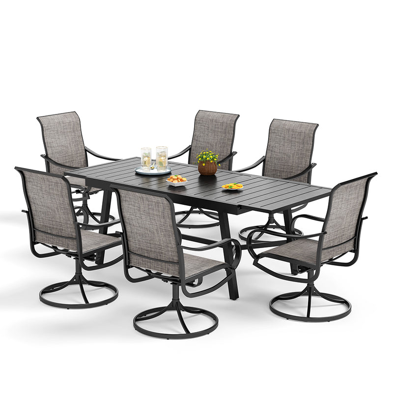 7/9-Piece Outdoor Dining Set with Extendable Table for Multiple Uses PHI VILLA