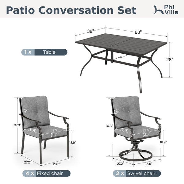 Calabash 7-Piece Patio Dining Set with Mixed Chairs