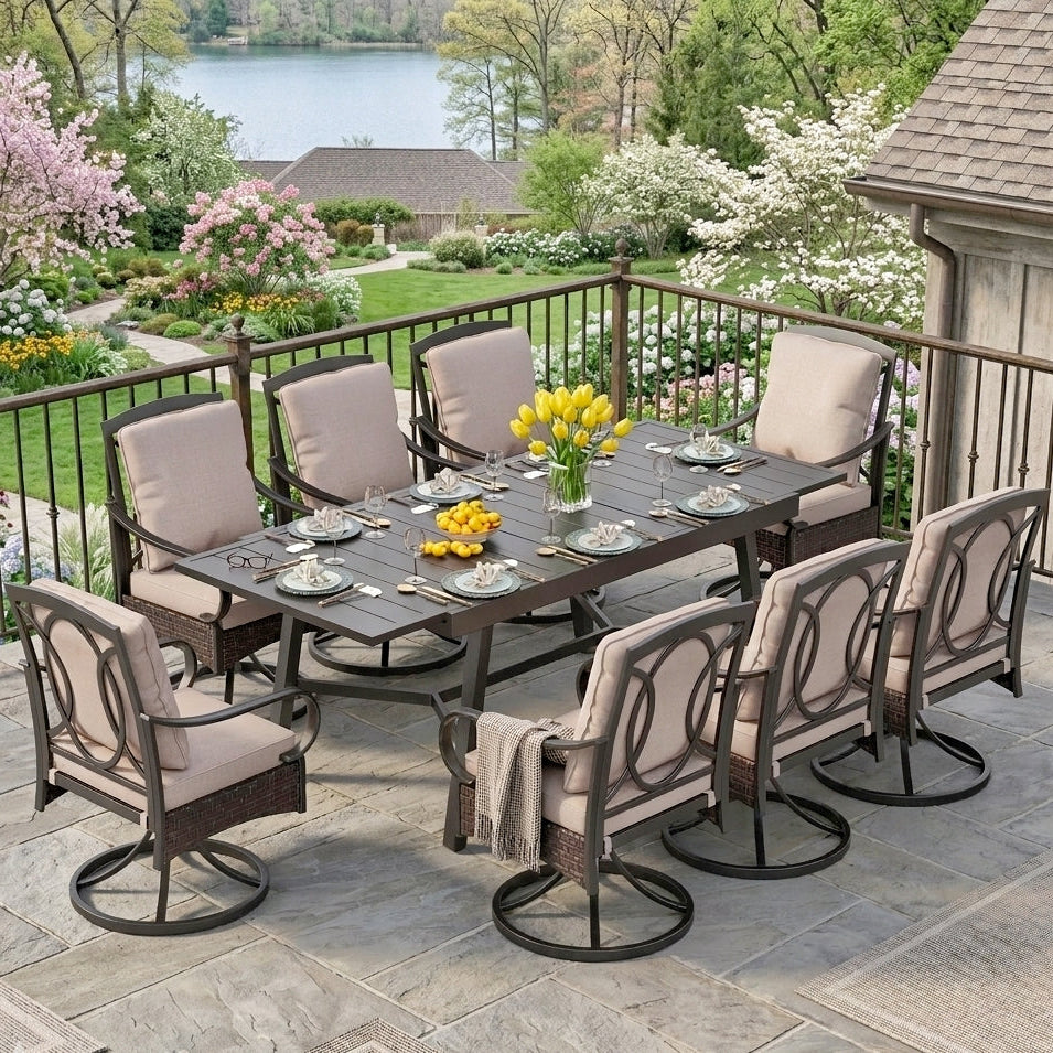 Coco 7/9-Pcs Outdoor Dining Set with Extendable Table