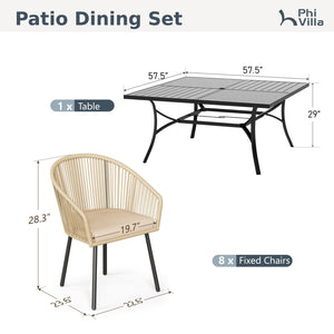 Catalina 8-Seater Outdoor Dining Set with Square Table