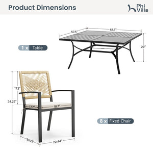 Sarasota 8-Seater Outdoor Dining Set with Large Square Table