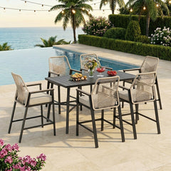 Phi Villa Mirage 7-Pcs. Rope-art High Bar Stools
