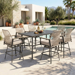 Phi Villa Mirage 7-Pcs. Rope-art High Bar Stools