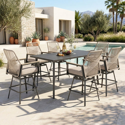 Phi Villa Mirage 7-Pcs. Rope-art High Bar Stools