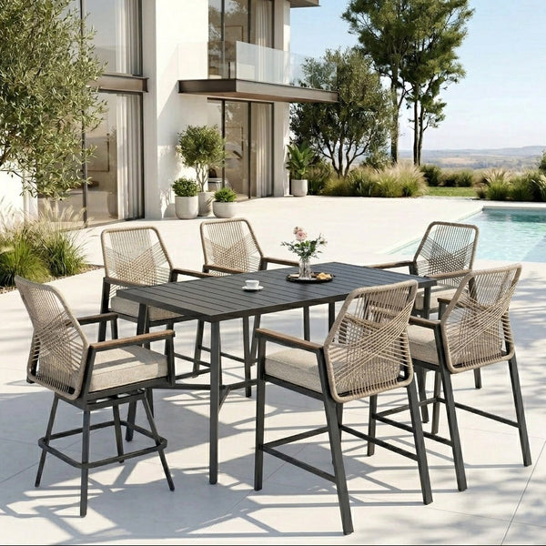 Phi Villa Mirage 7-Pcs. Rope-art High Bar Stools
