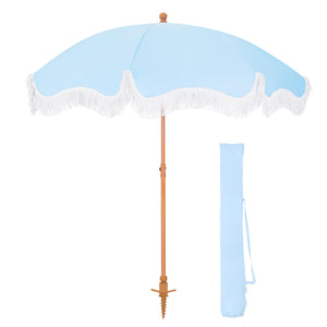 7ft Patio Beach Tassel Umbrella UPF 50+ With Carry Bag
