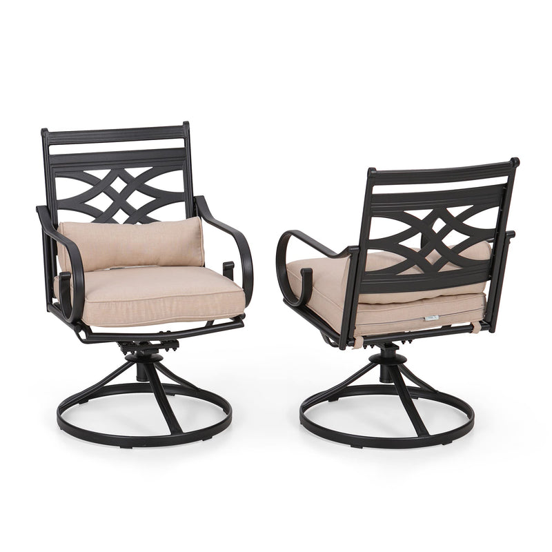 PHI VILLA Patio Swivel Steel Dining Chairs-Set of 2