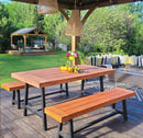 Phi Villa Patio Modern Acacia Wood Dining Set Outdoor Bench Picnic Table