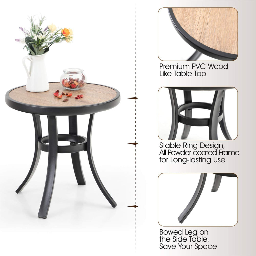 Phi Villa 19" Wood-like Round Side Table Coffee Table