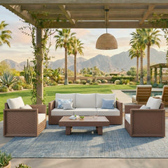 Alameda 5-Seater HDPE Wicker Outdoor Sofa with Diamond Weave Pattern