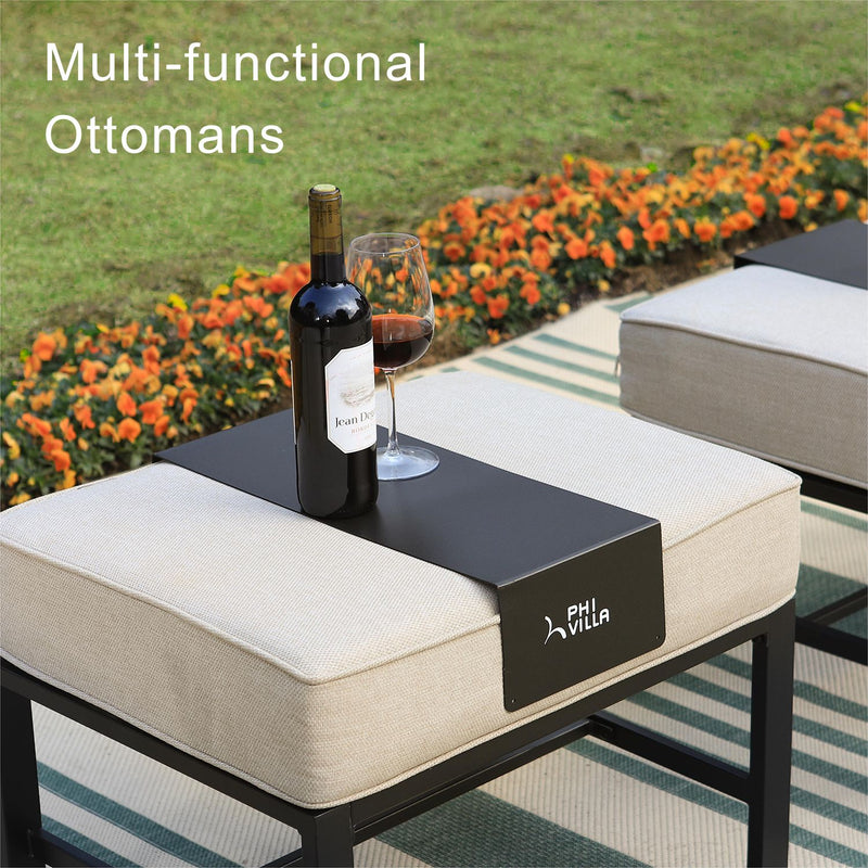 Phi Villa 15-Person Outdoor Patio Furniture Combination Set with Sofa Set, Steel Dining Set, and Square Umbrella