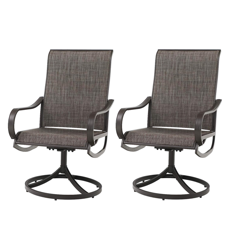 Swivel 2-Piece Patio Dining Chair for Porch,Deck,Backyard with Brown Frame,PHI VILLA