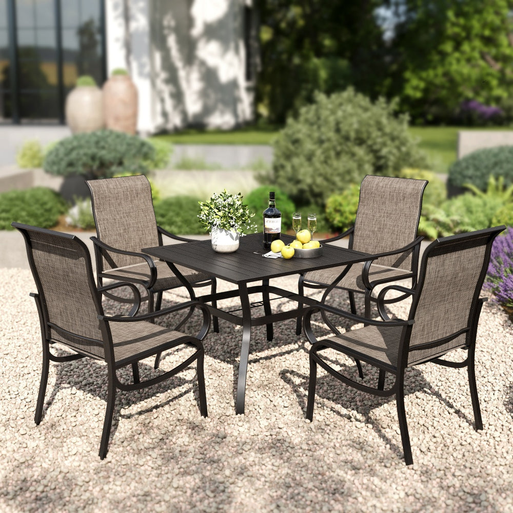 Wave 5-Piece Outdoor Dining Set with Stationary Chairs