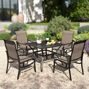 Wave 5-Piece Outdoor Dining Set with Stationary Chairs
