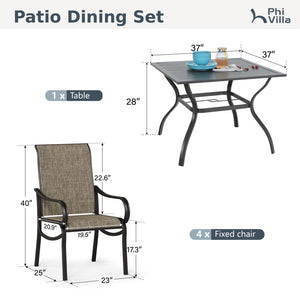 Wave 5-Piece Outdoor Dining Set with Stationary Chairs