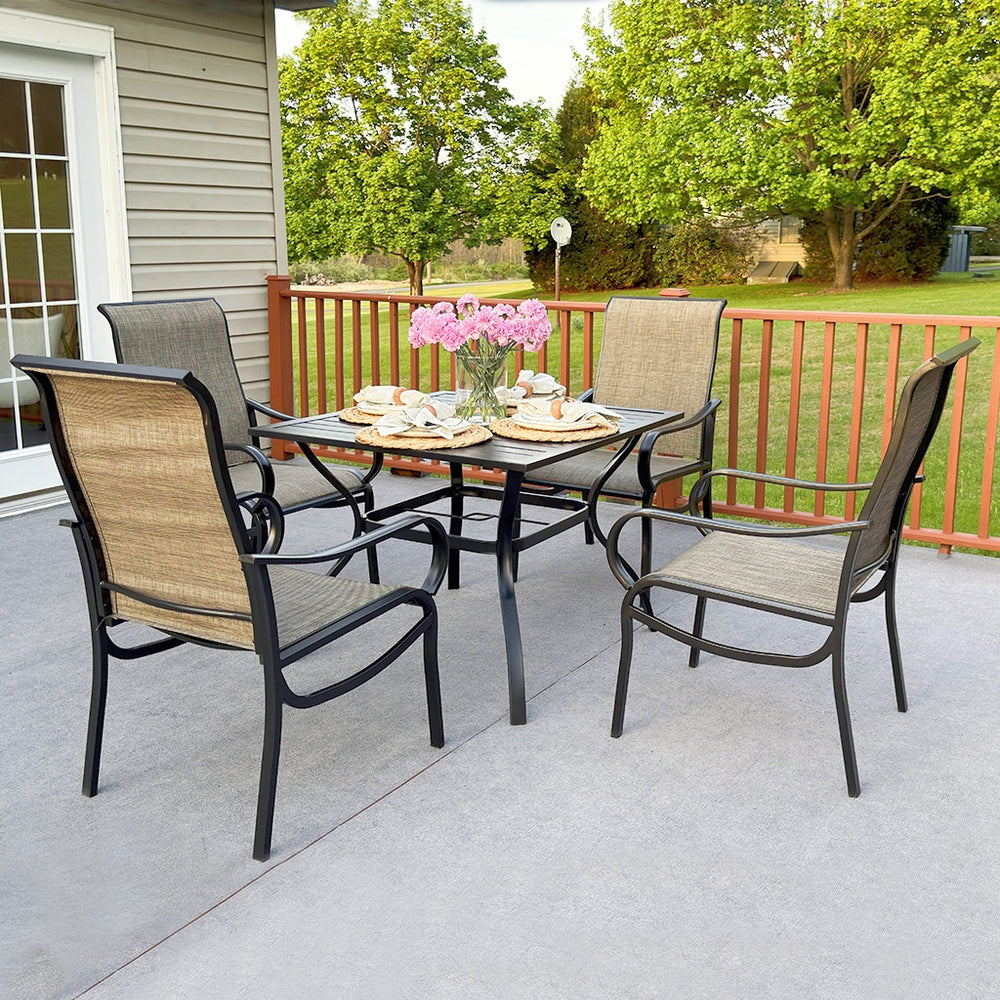 Wave 5-Piece Outdoor Dining Set with Stationary Chairs