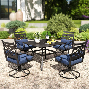 Vine 5-Piece Outdoor Dining Set with Swivel Chairs