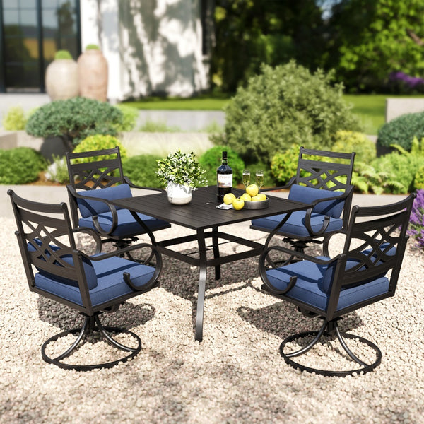 Vine 5-Piece Outdoor Dining Set with Swivel Chairs