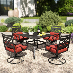 Vine 5-Piece Outdoor Dining Set with Swivel Chairs