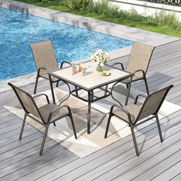 Ease 4-Seater Outdoor Dining Set with Marble-like Tabletop