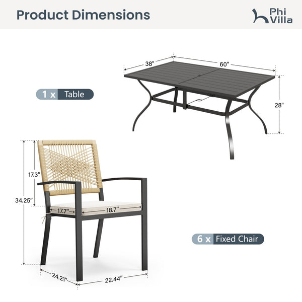 Sarasota 6/8-Seater Outdoor Dining Set with Rectanglar Table