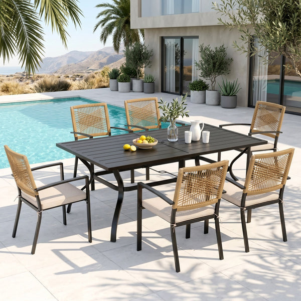 Sarasota 6/8-Seater Outdoor Dining Set with Rectanglar Table
