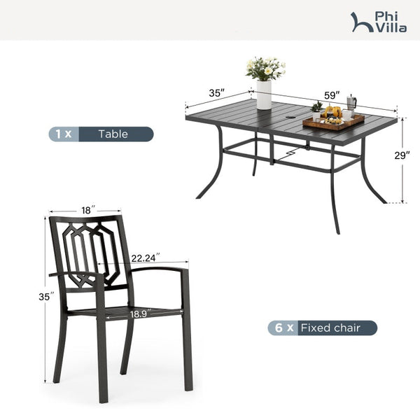 Diamond 7-Piece Dining Set for Garden, Backyard