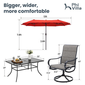 Modern 7-Piece Patio Dining Set with Upgraded Padded Swivel Chairs