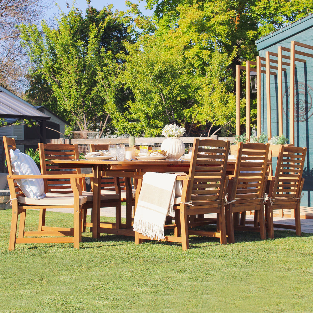 7/9-Pcs Wooden Outdoor Dining Set with Expandable Table for Garden