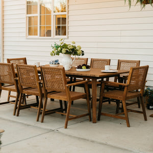 Patio Acacia Wood & Wicker Dining Set for Garden, Porch PHI VILLA