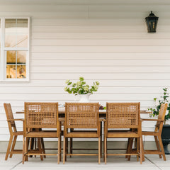 Patio Acacia Wood & Wicker Dining Set for Garden, Porch PHI VILLA