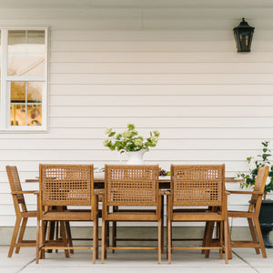 Patio Acacia Wood & Wicker Dining Set for Garden, Porch PHI VILLA