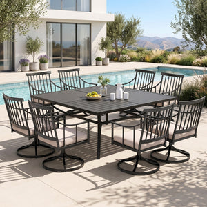 Linea 9-Pcs Patio Dining Set with Enlarged Square Table