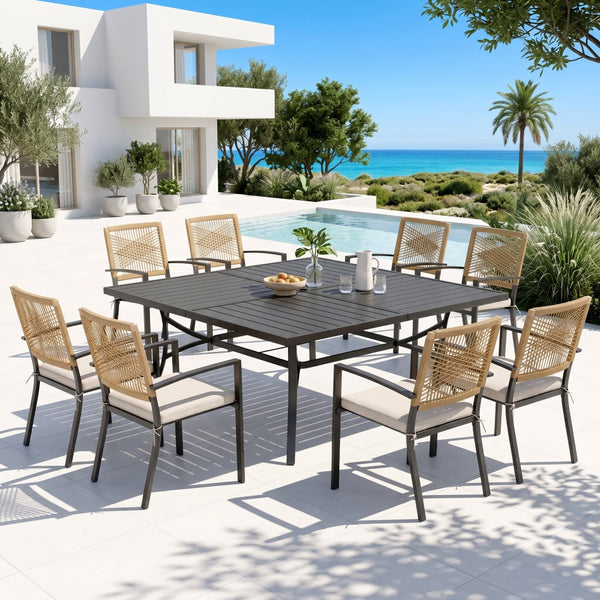 Sarasota 8-Seater Outdoor Dining Set with Large Square Table