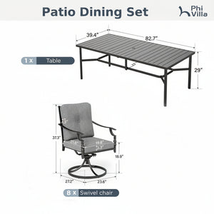 Calabash 9-Piece Patio Dining Set with 82" Long Table