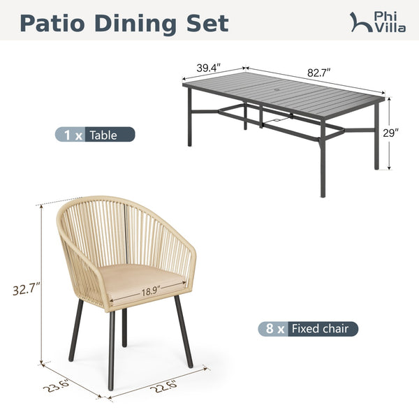 Catalina 8-Seater Outdoor Dining Set with Long Table